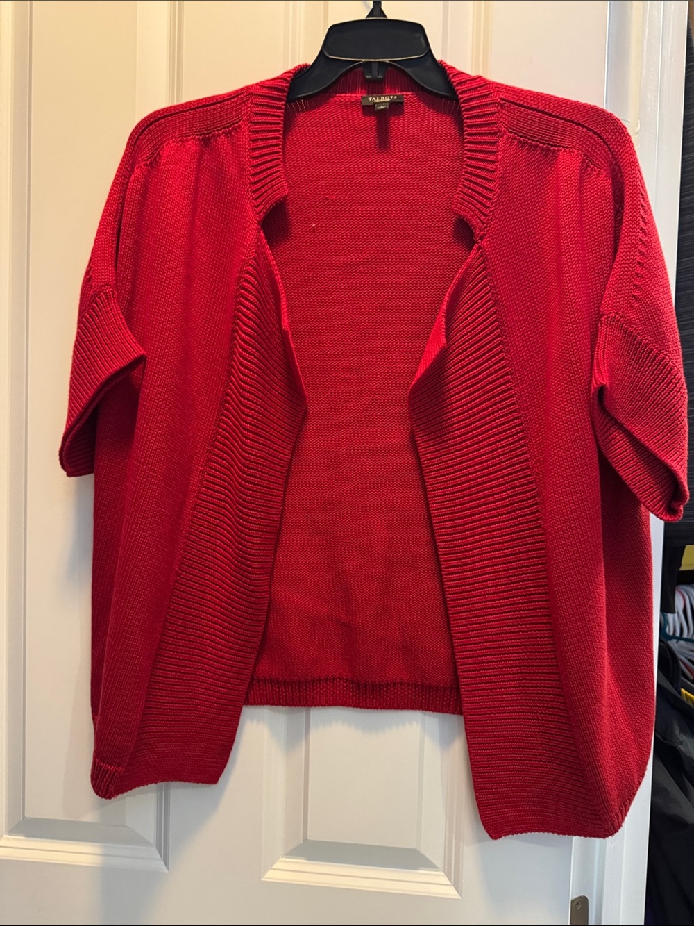 Talbots Red Open-Front Short-Sleeve Cardigan